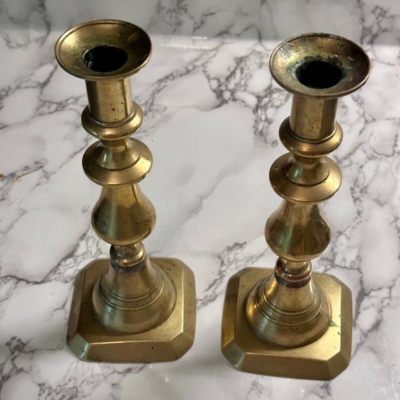 19th Century Brass Candlesticks - Picture 11 of 15